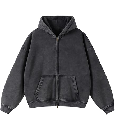 SnowElve Mens Zip Up Hoodie Women Full Zip Hoodies Vintage Acid